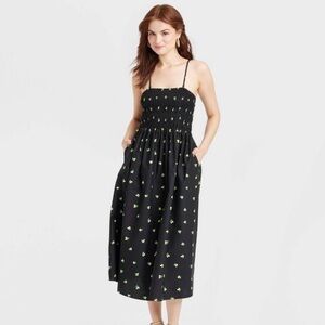 a new day Black Dress with Green Accents